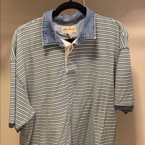 Eddie Bauer Polo with denim collar